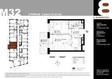 2 pokoje, mieszkanie 37,43 m², piętro 3, oferta nr 32, Sczanieckiej 8 , Łódź, Górna, ul. Sczanieckiej 8