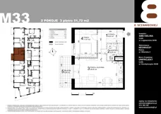 2 pokoje, mieszkanie 51,72 m², piętro 3, oferta nr 33, Sczanieckiej 8 , Łódź, Górna, ul. Sczanieckiej 8