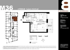 2 pokoje, mieszkanie 34,35 m², piętro 3, oferta nr 36, Sczanieckiej 8 , Łódź, Górna, ul. Sczanieckiej 8