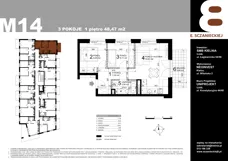 3 pokoje, mieszkanie 48,47 m², piętro 1, oferta nr 14, Sczanieckiej 8 , Łódź, Górna, ul. Sczanieckiej 8