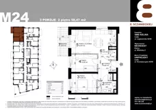 3 pokoje, mieszkanie 58,47 m², piętro 2, oferta nr 24, Sczanieckiej 8 , Łódź, Górna, ul. Sczanieckiej 8