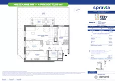2 pokoje, mieszkanie 47,65 m², parter, oferta nr 1/1, Przy Unii IV, Poznań, Żegrze, ul. Wagrowska