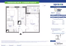 2 pokoje, mieszkanie 42,20 m², piętro 1, oferta nr 1/16, Przy Unii IV, Poznań, Żegrze, ul. Wagrowska