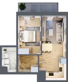 2 pokoje, mieszkanie 38,66 m², piętro 8, oferta nr B/120, 64 Dmowskiego, Poznań, Św. Łazarz, Łazarz, ul. R. Dmowskiego