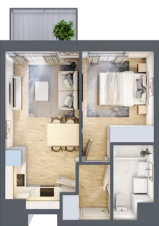 2 pokoje, mieszkanie 32,05 m², piętro 8, oferta nr B/123, 64 Dmowskiego, Poznań, Św. Łazarz, Łazarz, ul. R. Dmowskiego