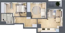 3 pokoje, mieszkanie 48,20 m², piętro 10, oferta nr B/134, 64 Dmowskiego, Poznań, Św. Łazarz, Łazarz, ul. R. Dmowskiego
