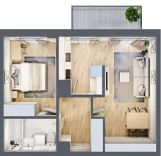2 pokoje, mieszkanie 44,44 m², piętro 3, oferta nr 2/85, Osiedle Prystora, Warszawa, Ursus, Skorosze, ul. Prystora