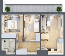 3 pokoje, mieszkanie 48,48 m², piętro 7, oferta nr 19/77, Przy Unii, Poznań, Żegrze, ul. Wagrowska 19 i 19A