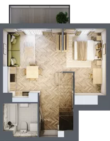 2 pokoje, mieszkanie 55,12 m², piętro 2, oferta nr F/15, Aalto, Gdańsk, Wrzeszcz, ul. Ogrodowa