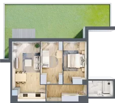 3 pokoje, apartament 52,58 m², parter, oferta nr B1/4, Onelife Powsin, Warszawa, Wilanów, Powsin, ul. Łukasza Drewny