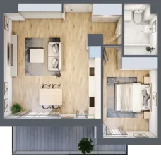 2 pokoje, mieszkanie 48,00 m², piętro 1, oferta nr B1/8, Onelife Powsin, Warszawa, Wilanów, Powsin, ul. Łukasza Drewny