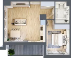 2 pokoje, apartament 41,52 m², piętro 2, oferta nr B1/13, Onelife Powsin, Warszawa, Wilanów, Powsin, ul. Łukasza Drewny