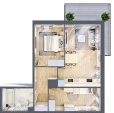 3 pokoje, apartament 51,52 m², piętro 1, oferta nr B2/19, Onelife Powsin, Warszawa, Wilanów, Powsin, ul. Łukasza Drewny