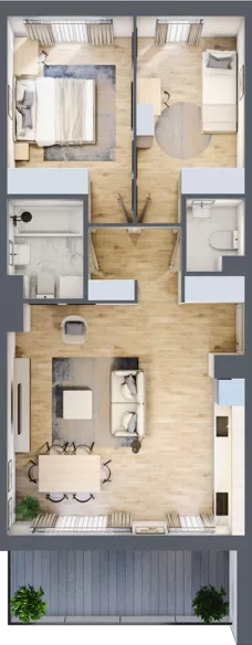 3 pokoje, apartament 62,78 m², piętro 2, oferta nr B2/24, Onelife Powsin, Warszawa, Wilanów, Powsin, ul. Łukasza Drewny