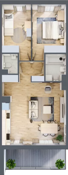 3 pokoje, mieszkanie 62,78 m², piętro 2, oferta nr B2/32, Onelife Powsin, Warszawa, Wilanów, Powsin, ul. Łukasza Drewny