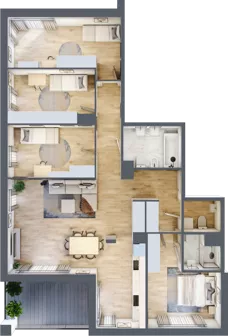 5 pokoi, mieszkanie 110,46 m², piętro 2, oferta nr B3/48, Onelife Powsin, Warszawa, Wilanów, Powsin, ul. Łukasza Drewny