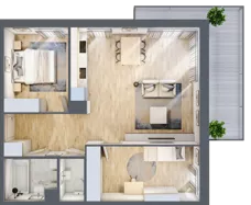 3 pokoje, mieszkanie 62,13 m², piętro 1, oferta nr B4/55, Onelife Powsin, Warszawa, Wilanów, Powsin, ul. Łukasza Drewny
