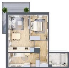 3 pokoje, mieszkanie 51,52 m², piętro 1, oferta nr B6/87, Onelife Powsin, Warszawa, Wilanów, Powsin, ul. Łukasza Drewny