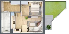 2 pokoje, mieszkanie 40,09 m², piętro 1, oferta nr B/207, Zaspa Wygodnie, Gdańsk, Zaspa, Zaspa-Młyniec, Al. Jana Pawła II