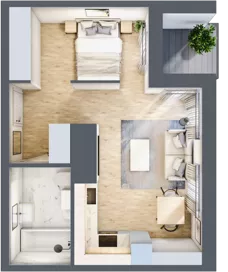 1 pokój, mieszkanie 34,23 m², piętro 4, oferta nr B/173, Zaspa Wygodnie, Gdańsk, Zaspa, Zaspa-Młyniec, Al. Jana Pawła II