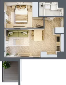2 pokoje, mieszkanie 38,11 m², piętro 5, oferta nr A/65, Osiedle Kołłątajówka, Kraków, Prądnik Biały, Górka Narodowa, ul. Kuźnicy Kołłątajowskiej