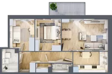 3 pokoje, mieszkanie 62,81 m², piętro 1, oferta nr 1/7, Osiedle Motiff, Warszawa, Ursus, Skorosze, ul. Tomcia Palucha 33