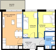 3 pokoje, mieszkanie 50,92 m², piętro 2, oferta nr 1/280, Przy Unii IV, Poznań, Żegrze, ul. Wagrowska