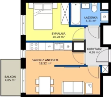 2 pokoje, mieszkanie 37,37 m², piętro 4, oferta nr 1/54, Przy Unii IV, Poznań, Żegrze, ul. Wagrowska