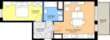 2 pokoje, mieszkanie 43,40 m², piętro 2, oferta nr 1/31, Przy Unii IV, Poznań, Żegrze, ul. Wagrowska