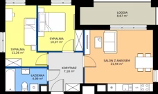 3 pokoje, mieszkanie 55,44 m², piętro 2, oferta nr 1/279, Przy Unii IV, Poznań, Żegrze, ul. Wagrowska