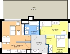 3 pokoje, mieszkanie 53,33 m², piętro 6, oferta nr 1/293, Przy Unii IV, Poznań, Żegrze, ul. Wagrowska