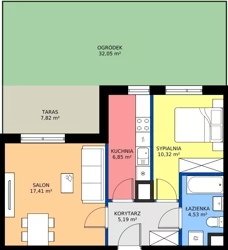 2 pokoje, mieszkanie 44,30 m², parter, oferta nr 1/197, Przy Unii IV, Poznań, Żegrze, ul. Wagrowska