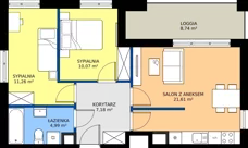 3 pokoje, mieszkanie 55,11 m², piętro 4, oferta nr 1/285, Przy Unii IV, Poznań, Żegrze, ul. Wagrowska
