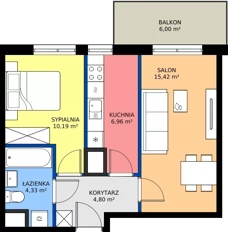 2 pokoje, mieszkanie 41,70 m², piętro 2, oferta nr 1/24, Przy Unii IV, Poznań, Żegrze, ul. Wagrowska