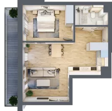 2 pokoje, mieszkanie 46,67 m², piętro 1, oferta nr A12, Kapelanka – Pychowicka - Budynek AB, Kraków, Dębniki, Zakrzówek, ul. Pychowicka 3 / 3A
