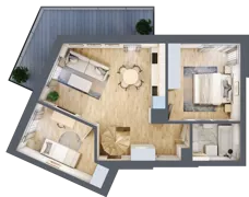 3 pokoje, mieszkanie 58,27 m², piętro 6, oferta nr A44, Kapelanka – Pychowicka - Budynek AB, Kraków, Dębniki, Zakrzówek, ul. Pychowicka 3 / 3A