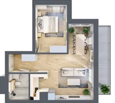 2 pokoje, mieszkanie 45,20 m², piętro 6, oferta nr A45, Kapelanka – Pychowicka - Budynek AB, Kraków, Dębniki, Zakrzówek, ul. Pychowicka 3 / 3A