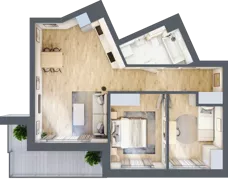 3 pokoje, mieszkanie 58,04 m², piętro 1, oferta nr A13, Kapelanka – Pychowicka - Budynek AB, Kraków, Dębniki, Zakrzówek, ul. Pychowicka 3 / 3A