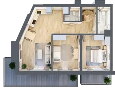 3 pokoje, mieszkanie 71,74 m², piętro 6, oferta nr A46, Kapelanka – Pychowicka - Budynek AB, Kraków, Dębniki, Zakrzówek, ul. Pychowicka 3 / 3A
