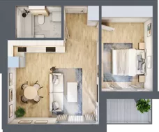 2 pokoje, mieszkanie 43,58 m², piętro 3, oferta nr B71, Kapelanka – Pychowicka - Budynek AB, Kraków, Dębniki, Zakrzówek, ul. Pychowicka 3 / 3A