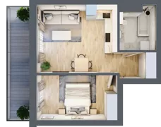 2 pokoje, mieszkanie 38,61 m², piętro 6, oferta nr B40, Kapelanka – Pychowicka - Budynek AB, Kraków, Dębniki, Zakrzówek, ul. Pychowicka 3 / 3A