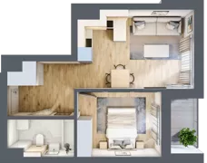 2 pokoje, mieszkanie 38,25 m², piętro 5, oferta nr B37, Kapelanka – Pychowicka - Budynek AB, Kraków, Dębniki, Zakrzówek, ul. Pychowicka 3 / 3A