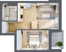 2 pokoje, mieszkanie 42,55 m², piętro 2, oferta nr B12, Kapelanka – Pychowicka - Budynek AB, Kraków, Dębniki, Zakrzówek, ul. Pychowicka 3 / 3A