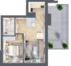 2 pokoje, mieszkanie 41,61 m², piętro 6, oferta nr B43, Kapelanka – Pychowicka - Budynek AB, Kraków, Dębniki, Zakrzówek, ul. Pychowicka 3 / 3A