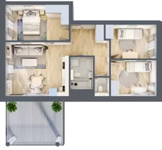 4 pokoje, mieszkanie 64,34 m², piętro 5, oferta nr B79, Kapelanka – Pychowicka - Budynek AB, Kraków, Dębniki, Zakrzówek, ul. Pychowicka 3 / 3A