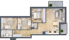 4 pokoje, mieszkanie 78,62 m², piętro 1, oferta nr B52, Kapelanka – Pychowicka - Budynek AB, Kraków, Dębniki, Zakrzówek, ul. Pychowicka 3 / 3A