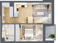 2 pokoje, mieszkanie 45,06 m², piętro 2, oferta nr B62, Kapelanka – Pychowicka - Budynek AB, Kraków, Dębniki, Zakrzówek, ul. Pychowicka 3 / 3A