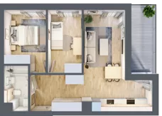 3 pokoje, mieszkanie 53,84 m², piętro 2, oferta nr B15, Kapelanka – Pychowicka - Budynek AB, Kraków, Dębniki, Zakrzówek, ul. Pychowicka 3 / 3A