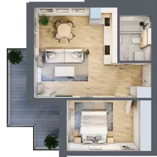 2 pokoje, mieszkanie 43,58 m², piętro 4, oferta nr B78, Kapelanka – Pychowicka - Budynek AB, Kraków, Dębniki, Zakrzówek, ul. Pychowicka 3 / 3A