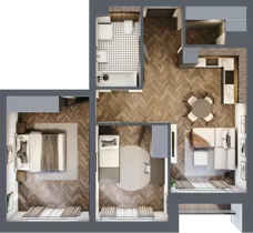 3 pokoje, mieszkanie 56,82 m², piętro 1, oferta nr 10, Badurskiego 7, Kraków, Podgórze Duchackie, Piaski Wielkie, ul. Badurskiego 7